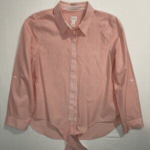Chico's Pink Striped Button Down Shirt size 2  (USA L) no-iron